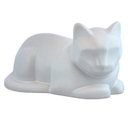 Ceramic Cat Urn for Ashes - White