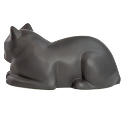 Ceramic Cat Urn for Ashes Gray - Side