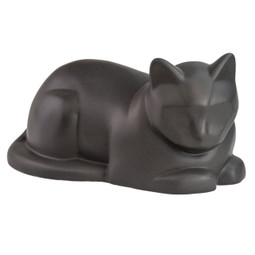 Ceramic Cat Urn for Ashes - Gray