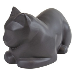 Ceramic Cat Urn for Ashes Gray - View of Side