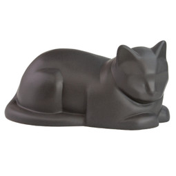 Ceramic Cat Urn for Ashes - Gray