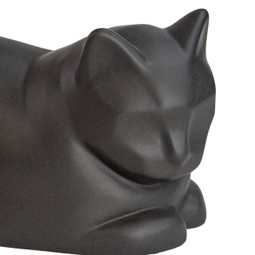 Ceramic Cat Urn for Ashes Gray - Close Up