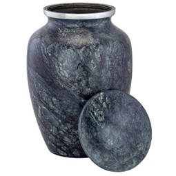 Dark Blue Harbor Cremation Urn Medium with Lid Off