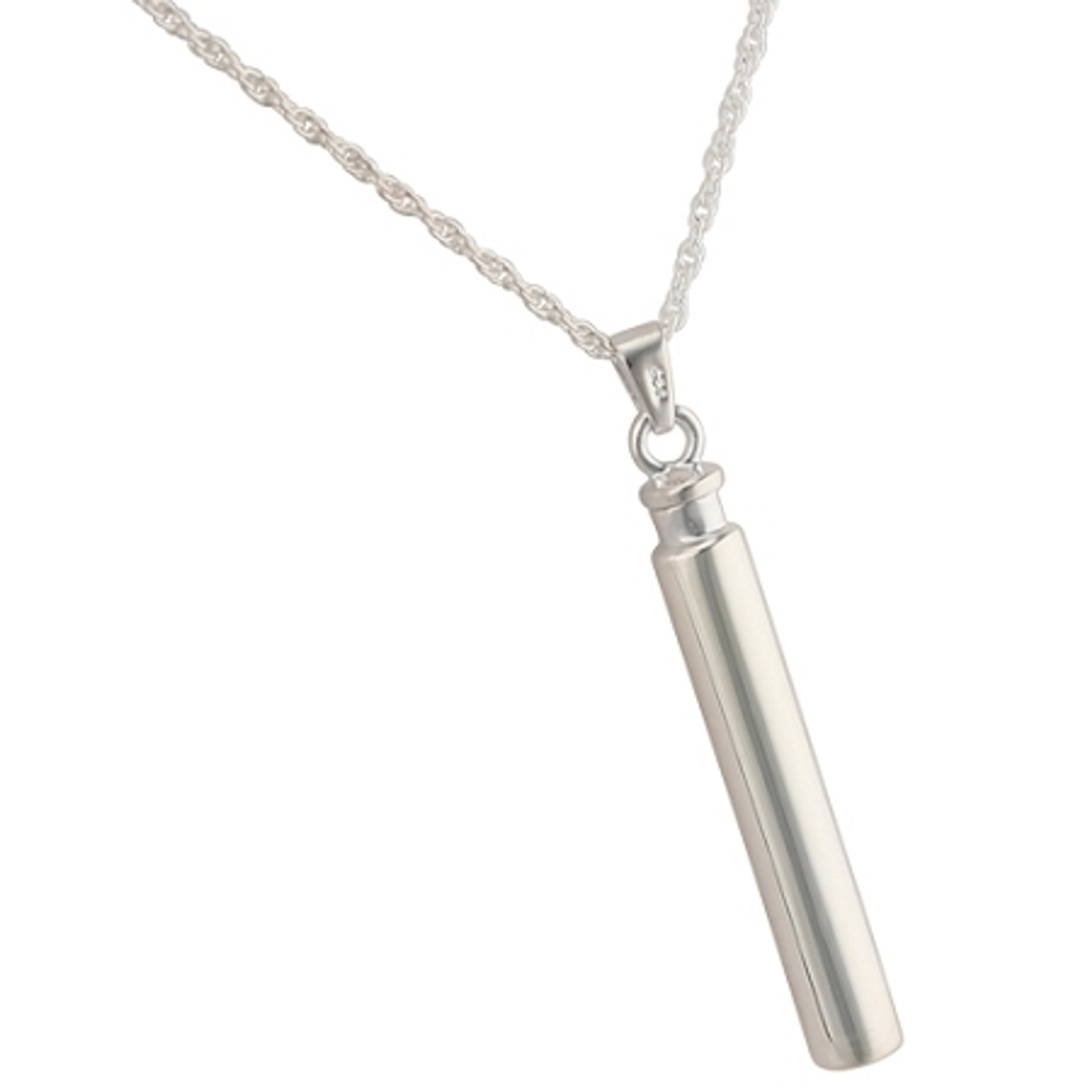 Long Cylinder Pendant and Necklace for Cremation Ashes