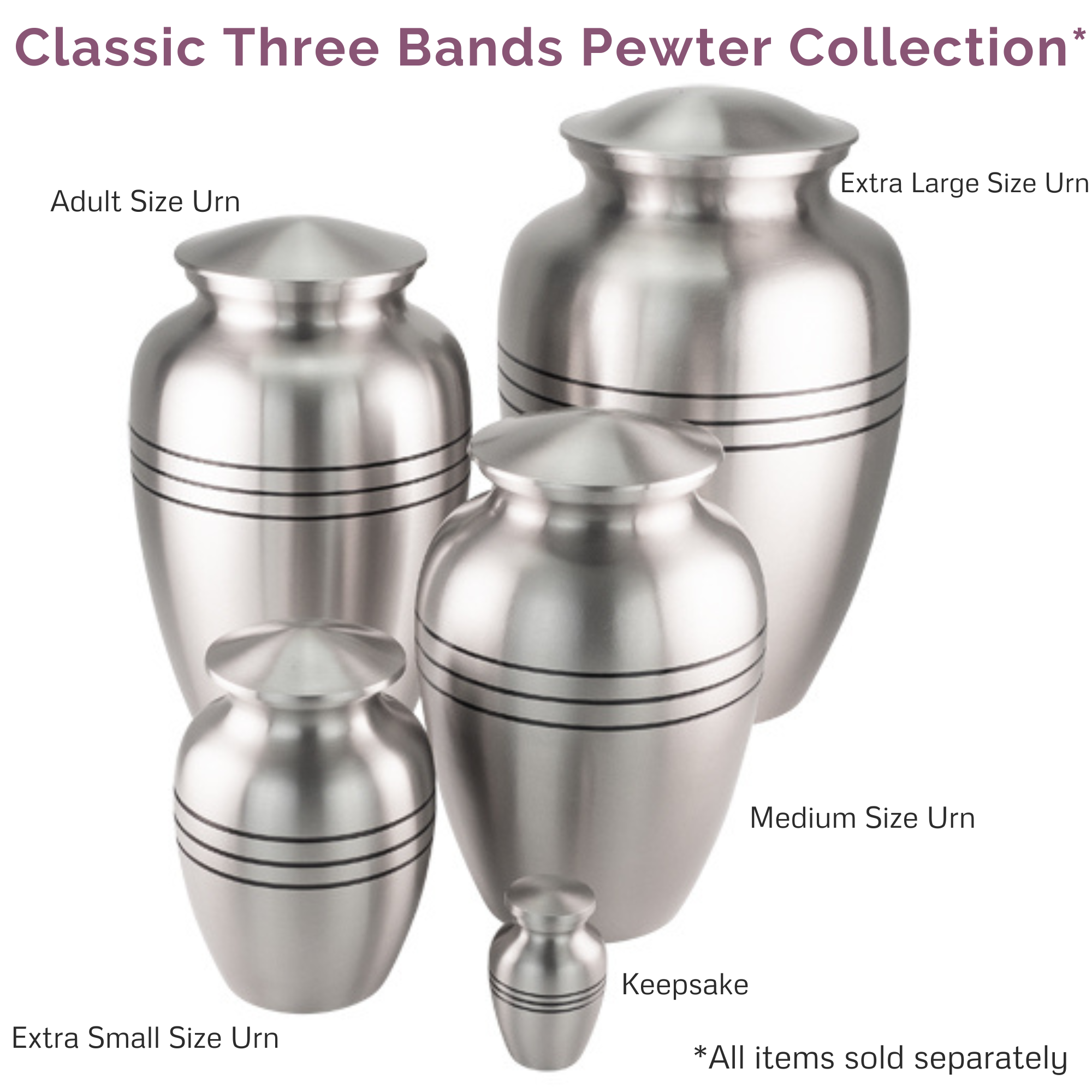 Classic Three Bands Gold Cremation Urn