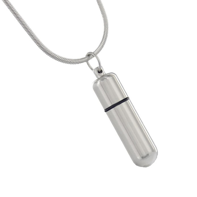 Silver Cylinder Stainless Steel Cremation Jewelry Pendant