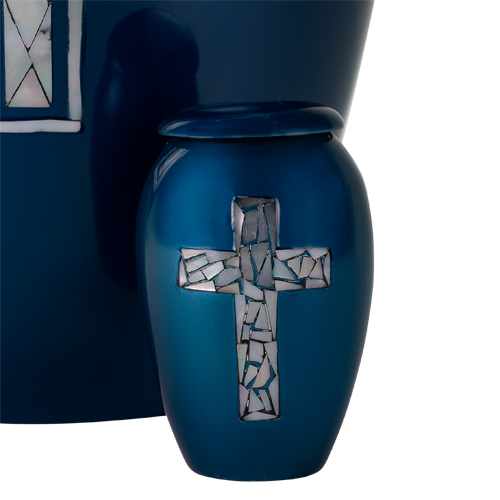 Blue Cross Keepsake Urn for Ashes