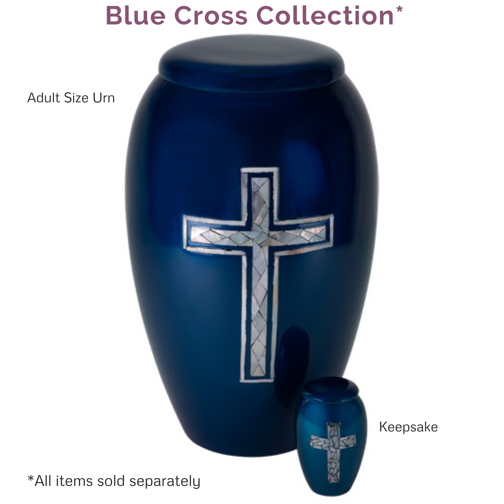 Blue Cross Keepsake Urn for Ashes