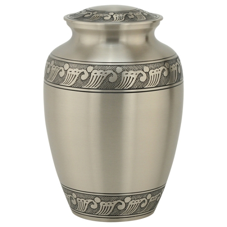 Large Feather Band Cremation Urn for Ashes in Pewter