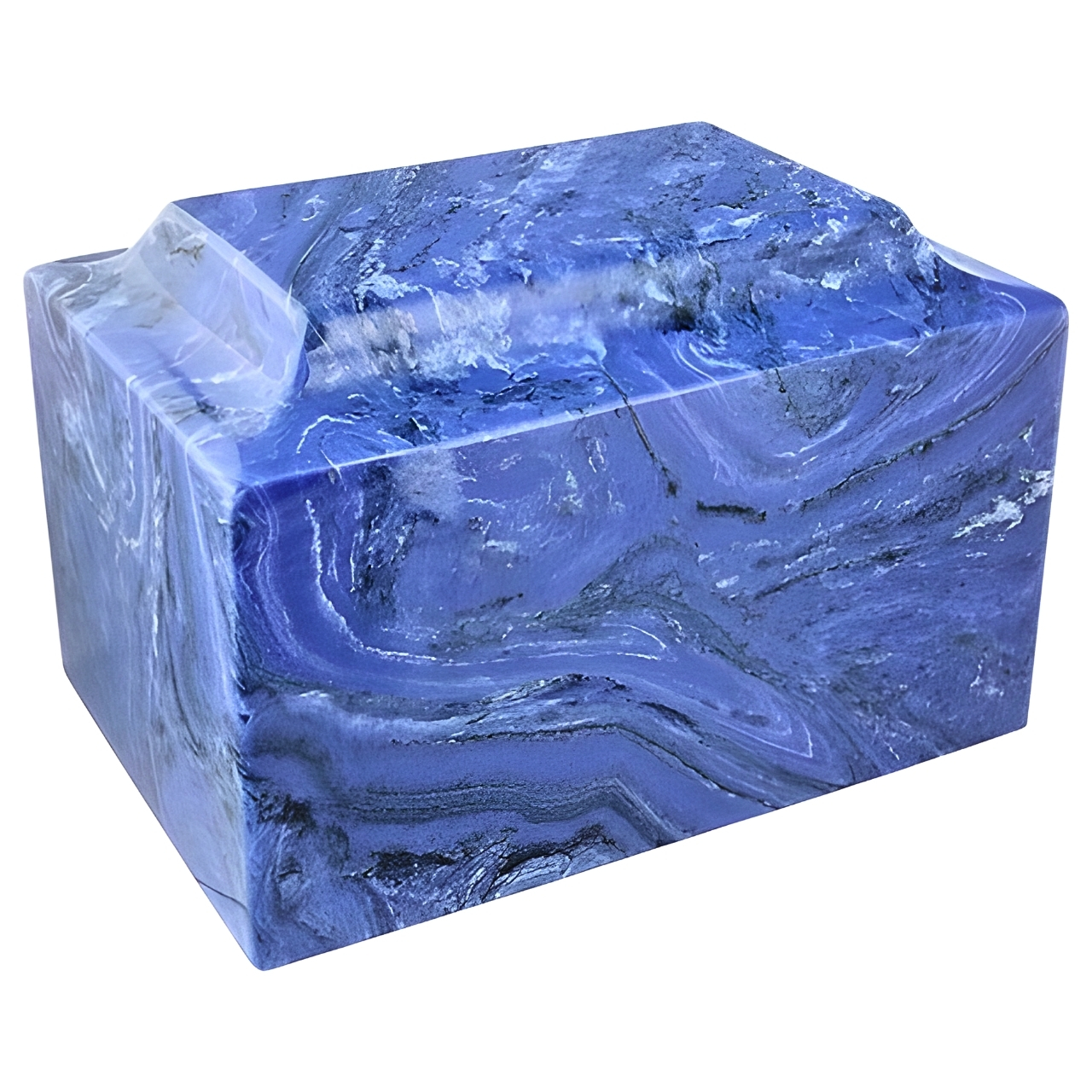 Mystic Blue Cultured Marble Cremation Urn for Ashes by MacKenzie Vault