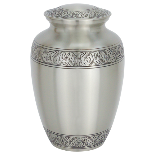 Classic Laurel | Extra Large Brass Urn for Human Ashes in Pewter