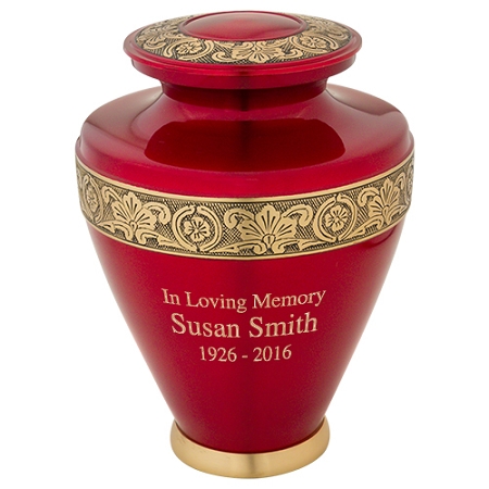 Red Cremation Urns, Metal, Personalized