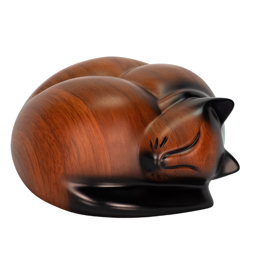 Sleeping Cat  Brown Pet Cremation Urn for Ashes
