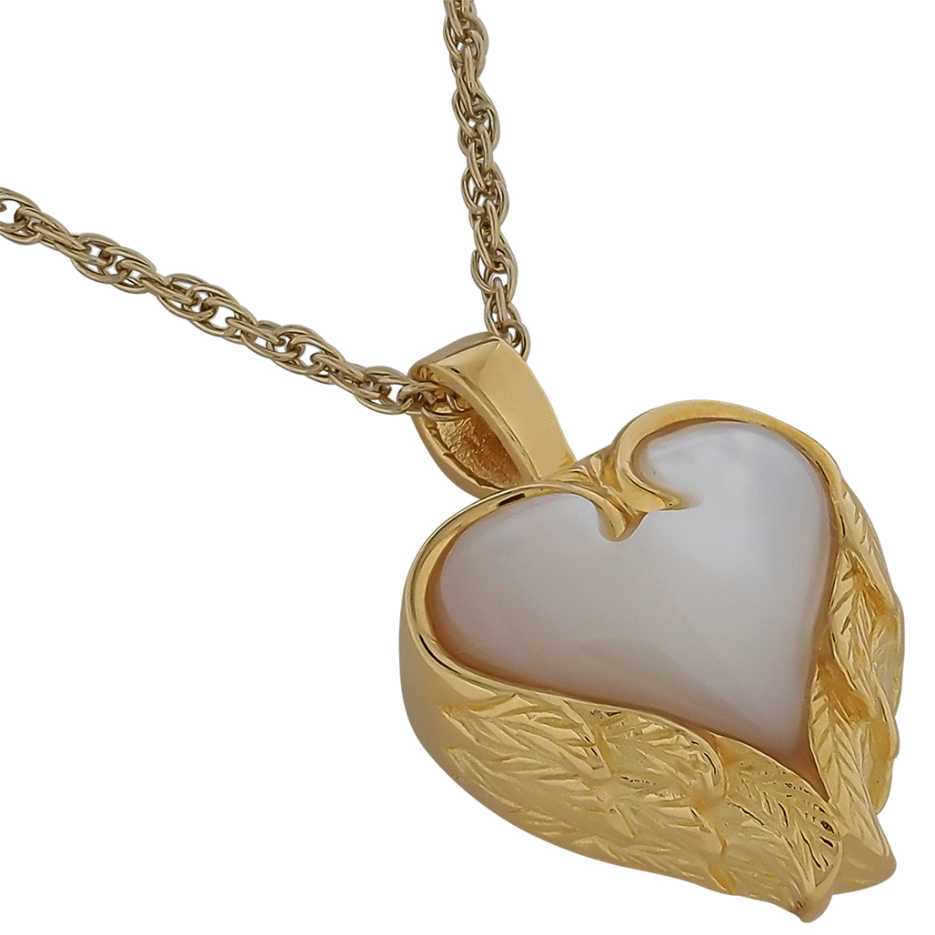 Heart Angel Wings | Gold Cremation Jewelry for Human Ashes