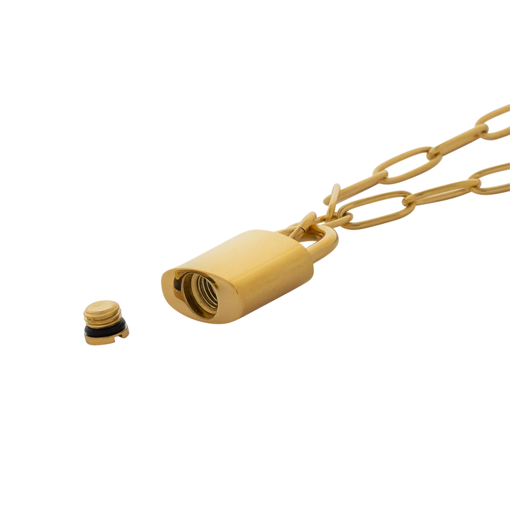 Padlock Necklace for Ashes - Gold | Cremation Jewelry