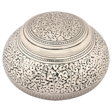 Leaves of Silver Round Urn Medium