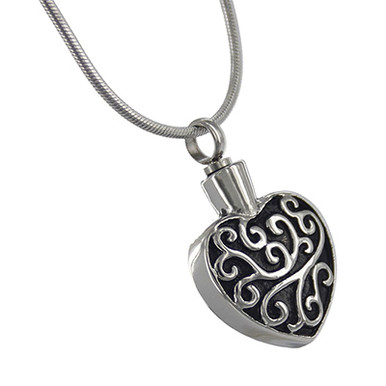 Swirl Heart Cremation Jewelry