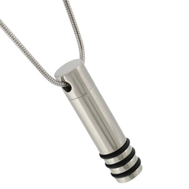 Cylinder with Bands Cremation Jewelry Pendant