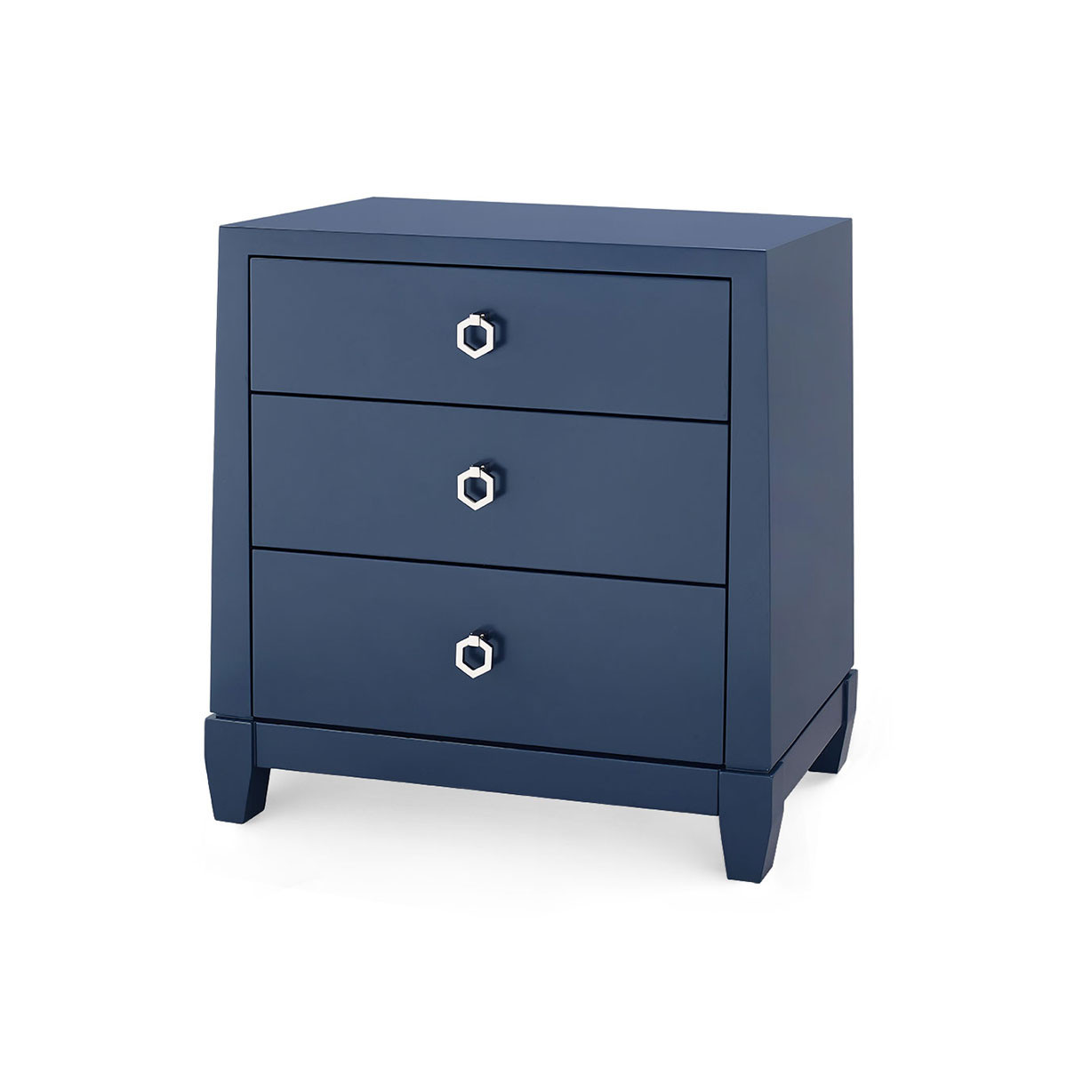 Madison 3-Drawer Side Table, Navy Blue Lacquer