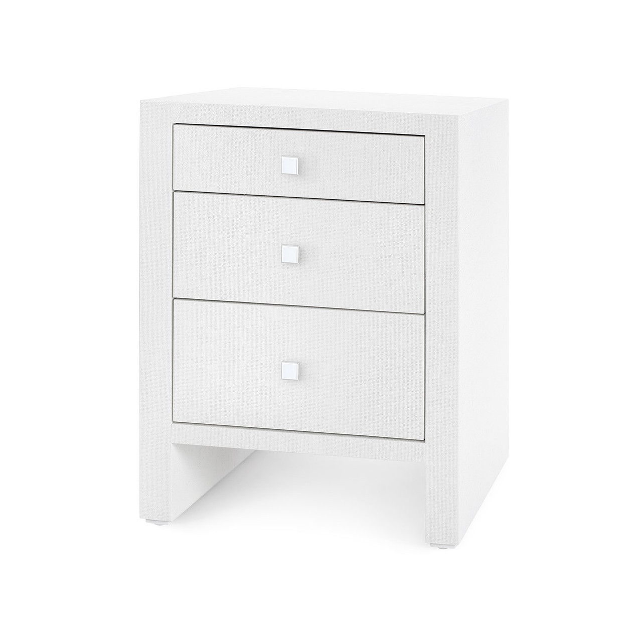 Morgan Grasscloth 3-Drawer Side Table, Chiffon White