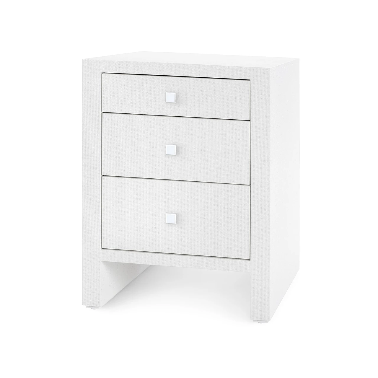 Morgan Grasscloth 3-Drawer Side Table, Chiffon White