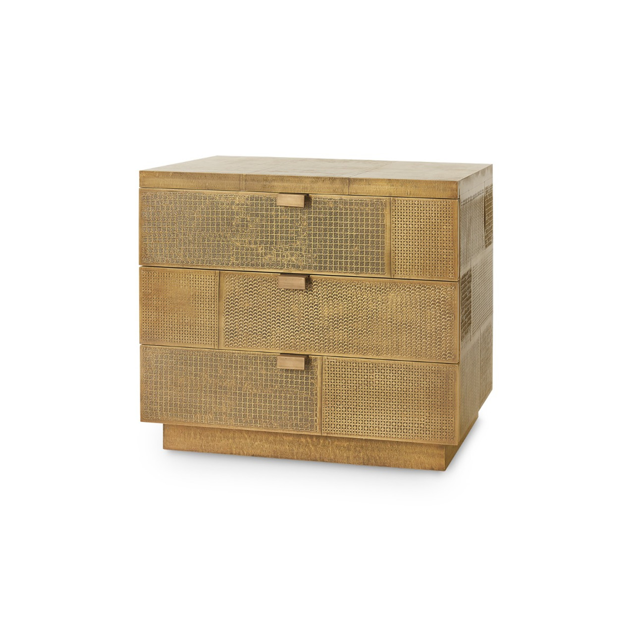 Mark 3-Drawer Side Table, Antique Brass