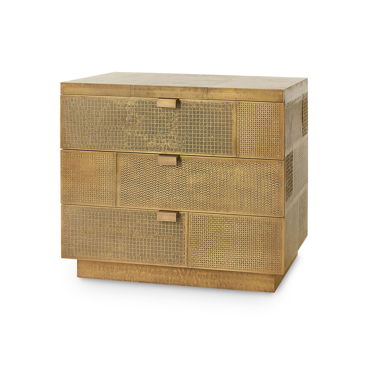 Mark 3-Drawer Side Table, Antique Brass