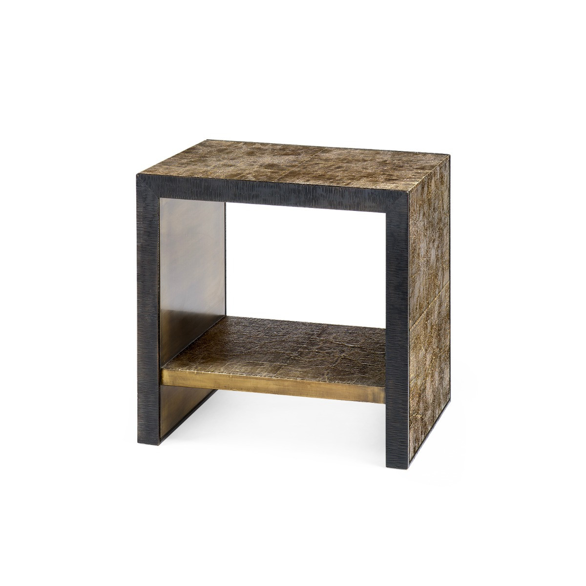 Odeon Side Table, Antique Brass and Dark Bronze