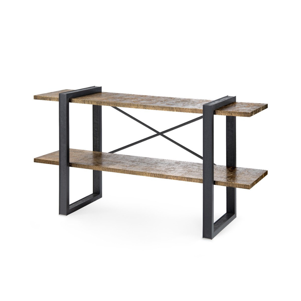 Odeon Low Shelf, Antique Brass and Dark Bronze