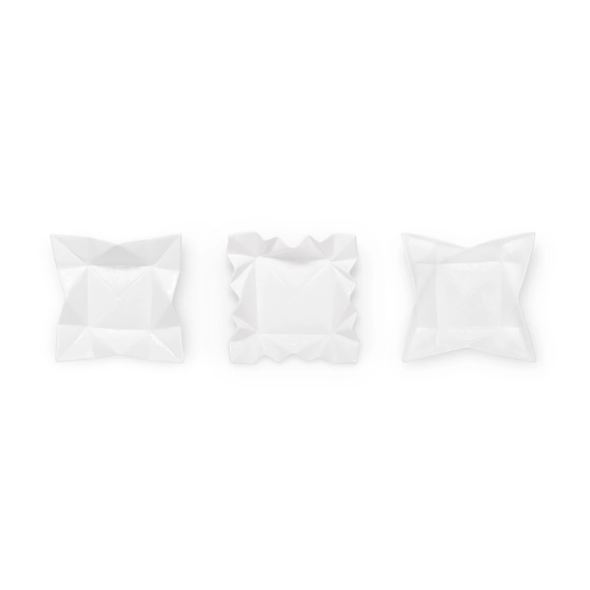 Origami Set of 3 Catch All, Blanc de Chine