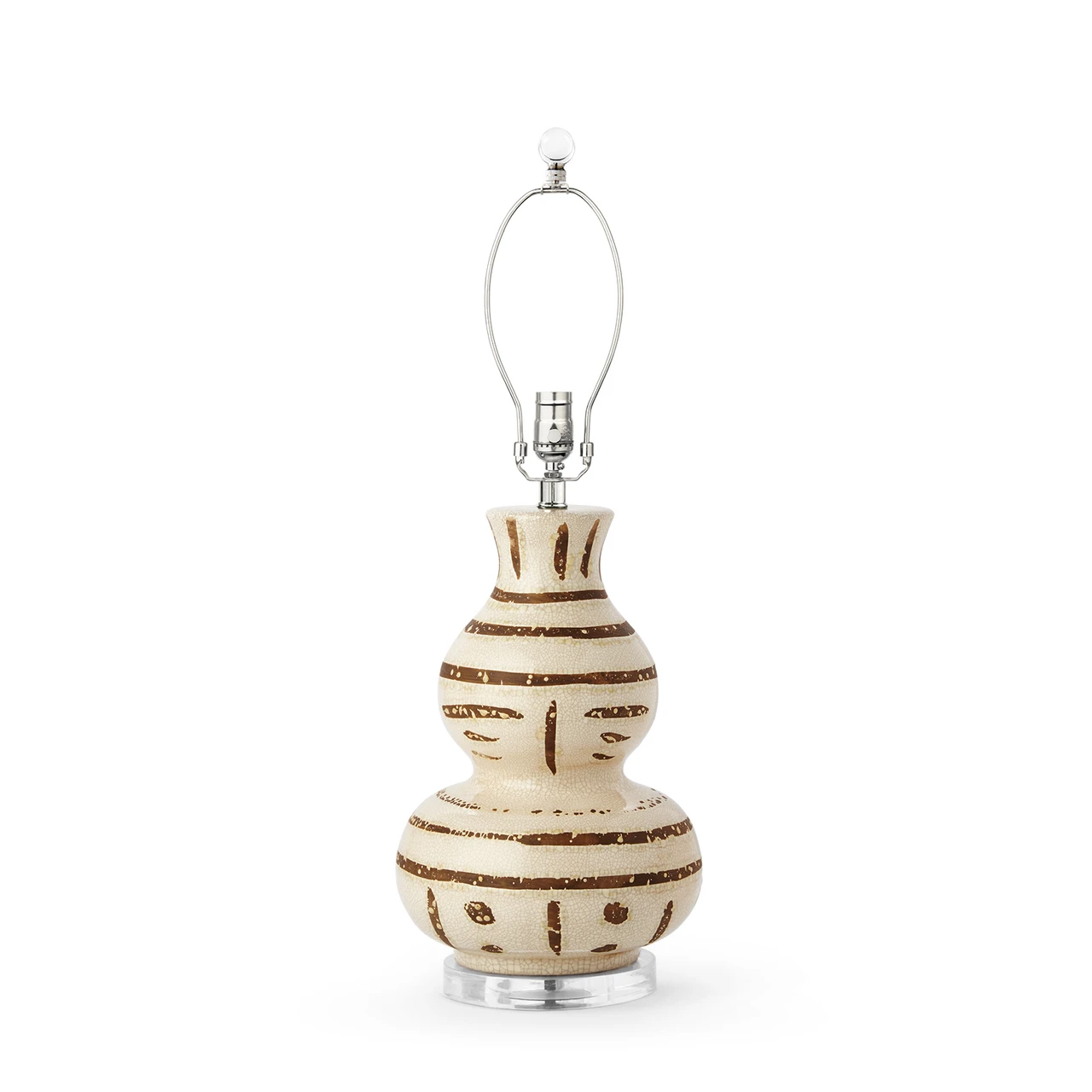 Shino Lamp Without Shade, Ivory and Brown