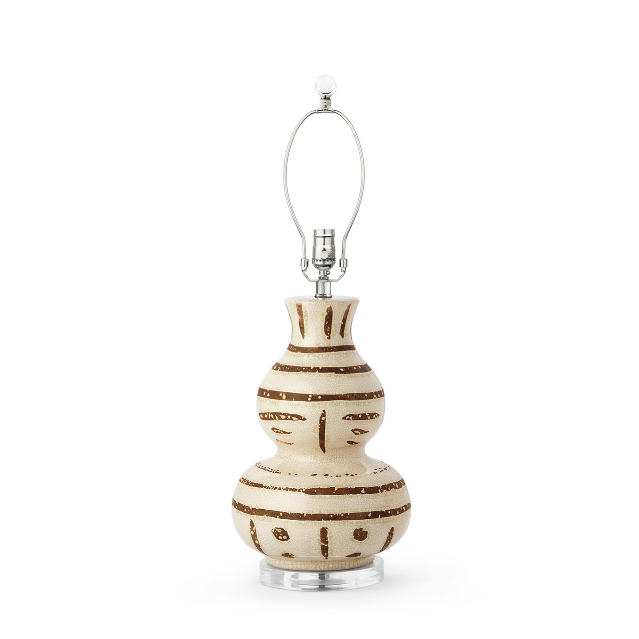 Shino Lamp Without Shade, Ivory and Brown