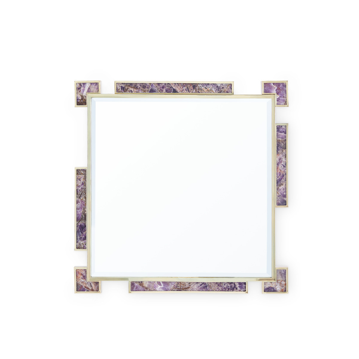 Thalia Mirror, Polished Brass and Amethyst