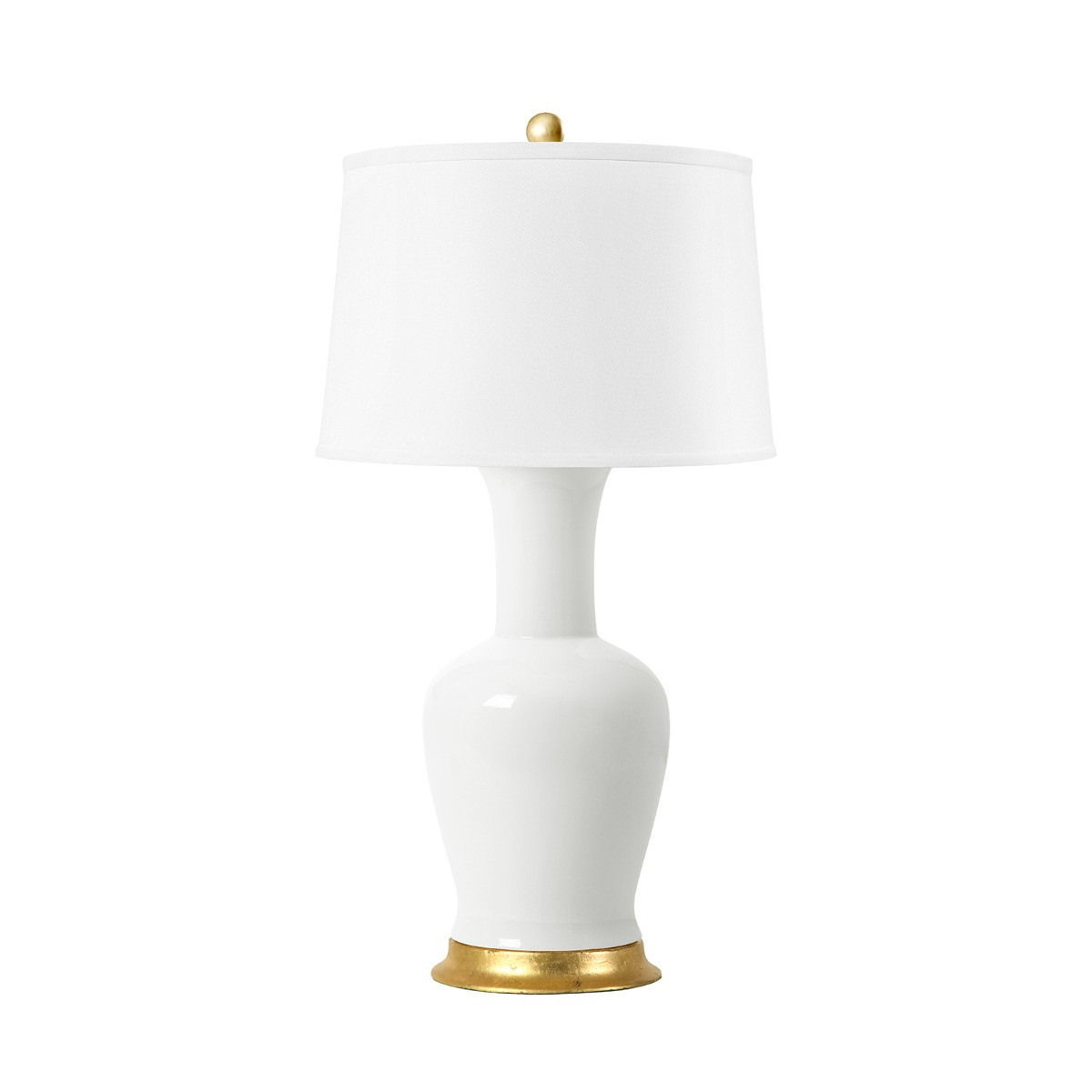 Acacia Lamp with Shade 17-inch White Linen, with Gold, Coconut