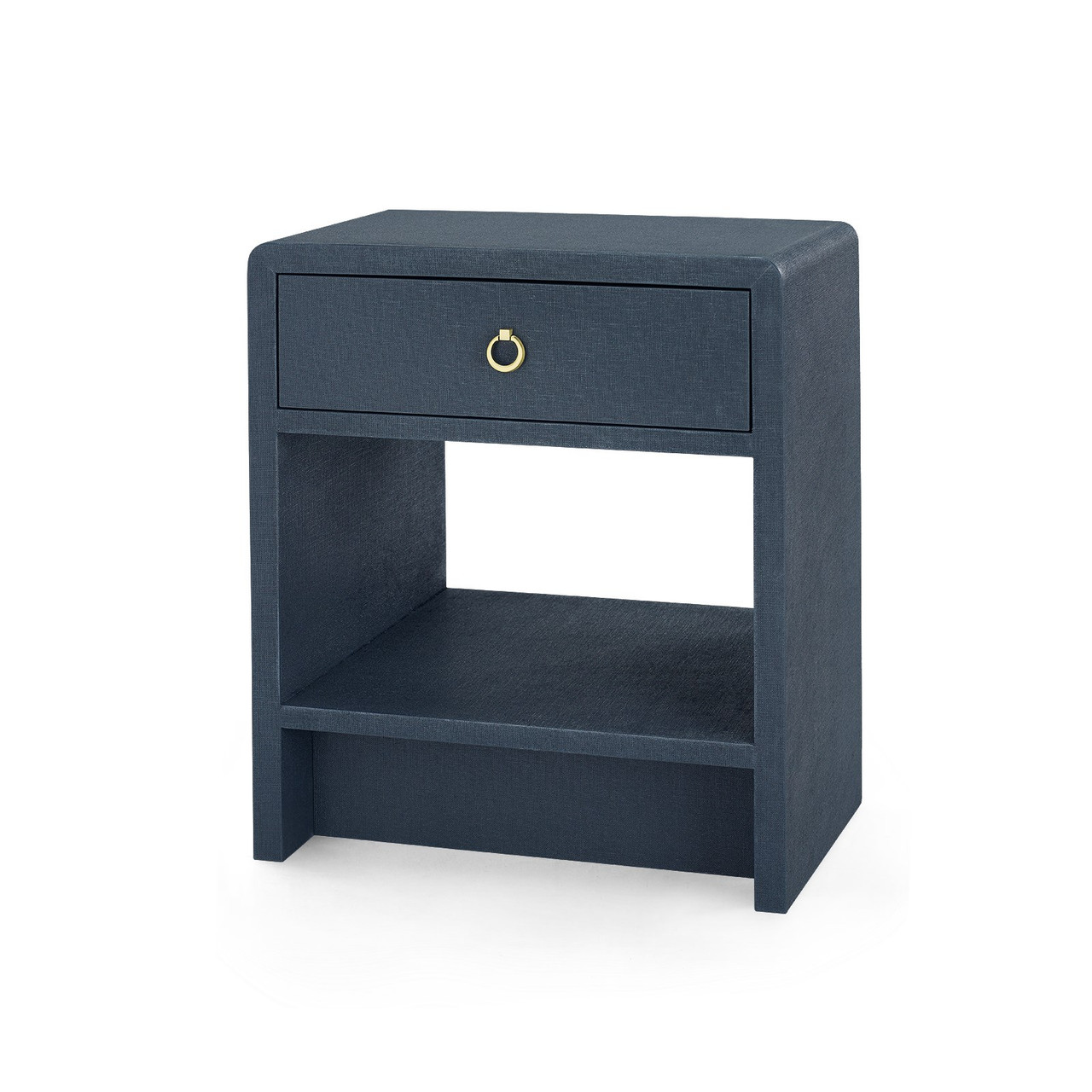 Benjamin Linen 1-Drawer Side Table, Blue Steel