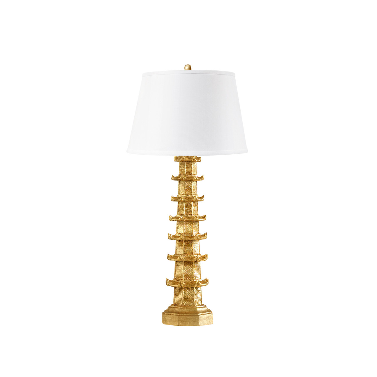 Brighton Lamp with Shade 16-inch White Linen, with Gold, Gold Leaf