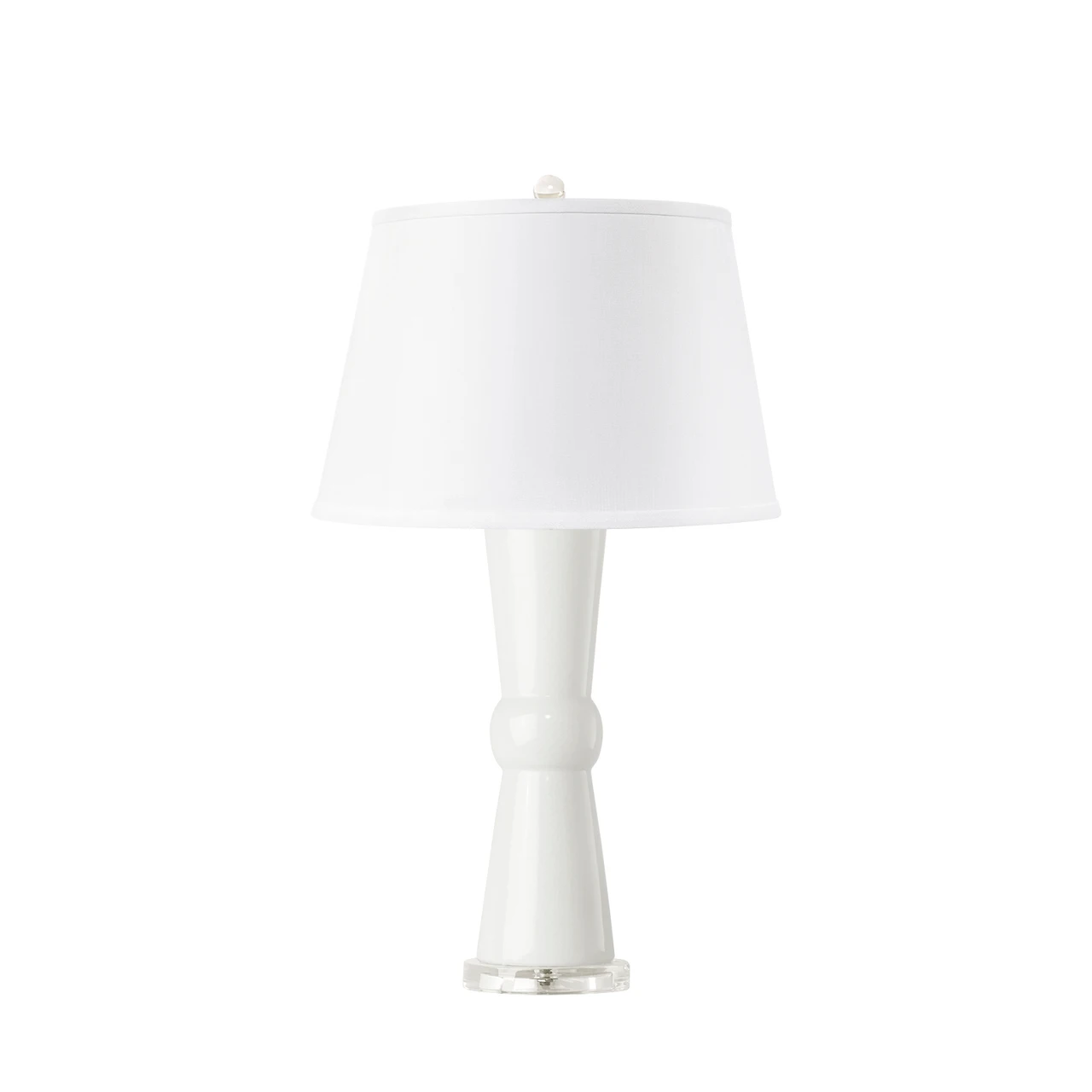 Clarissa Lamp with Shade 16-inch White Linen, with Nickel, Antique White