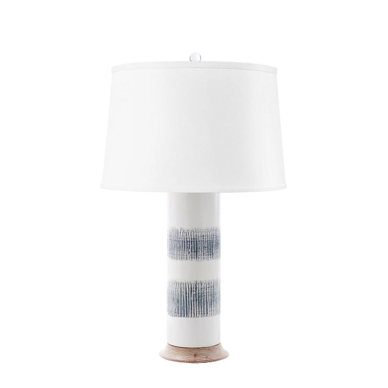 Elena Lamp with Shade 17-inch White Linen, with Nickel, Gray and White