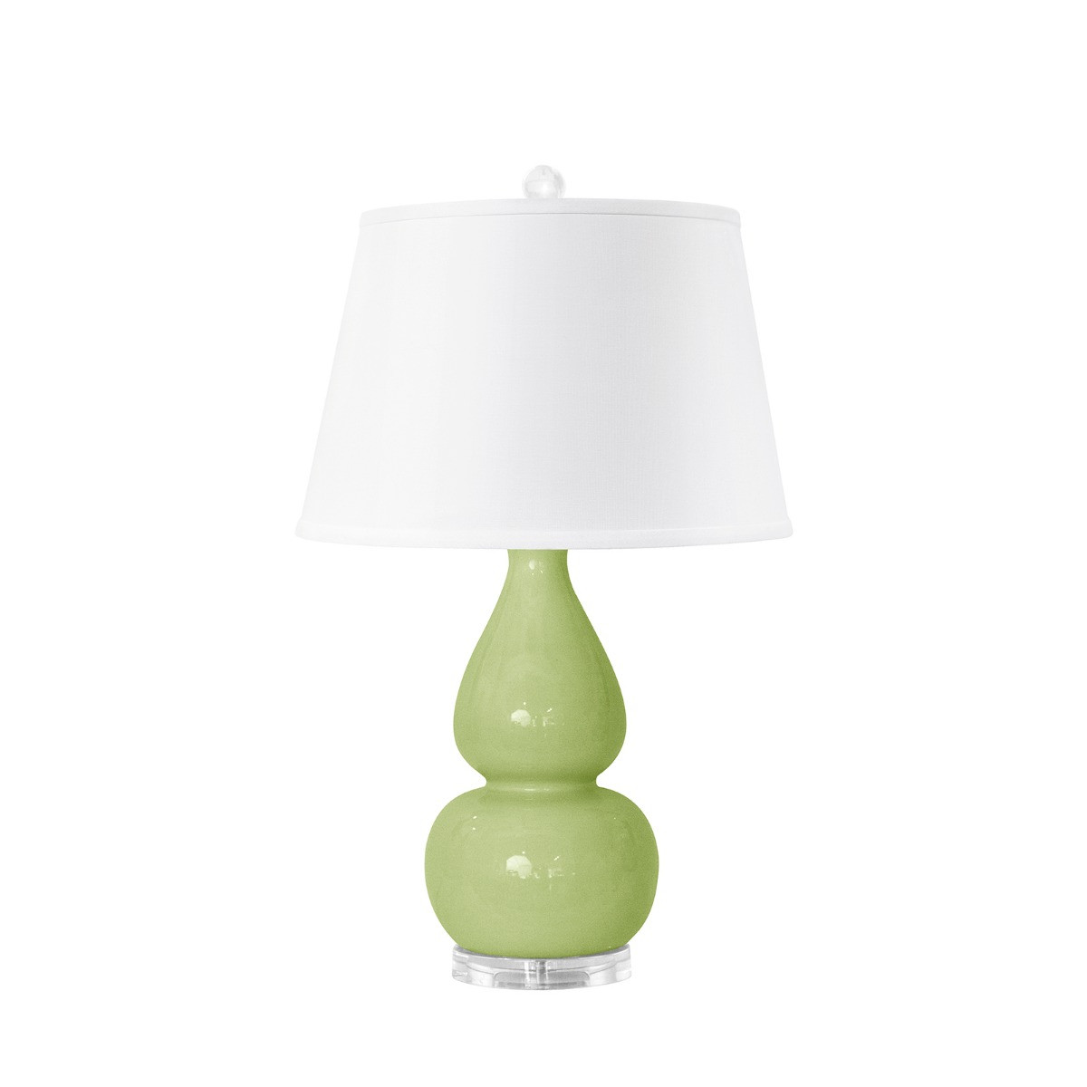 Emilia Lamp with Shade 16-inch White Linen, with Nickel, Light Green
