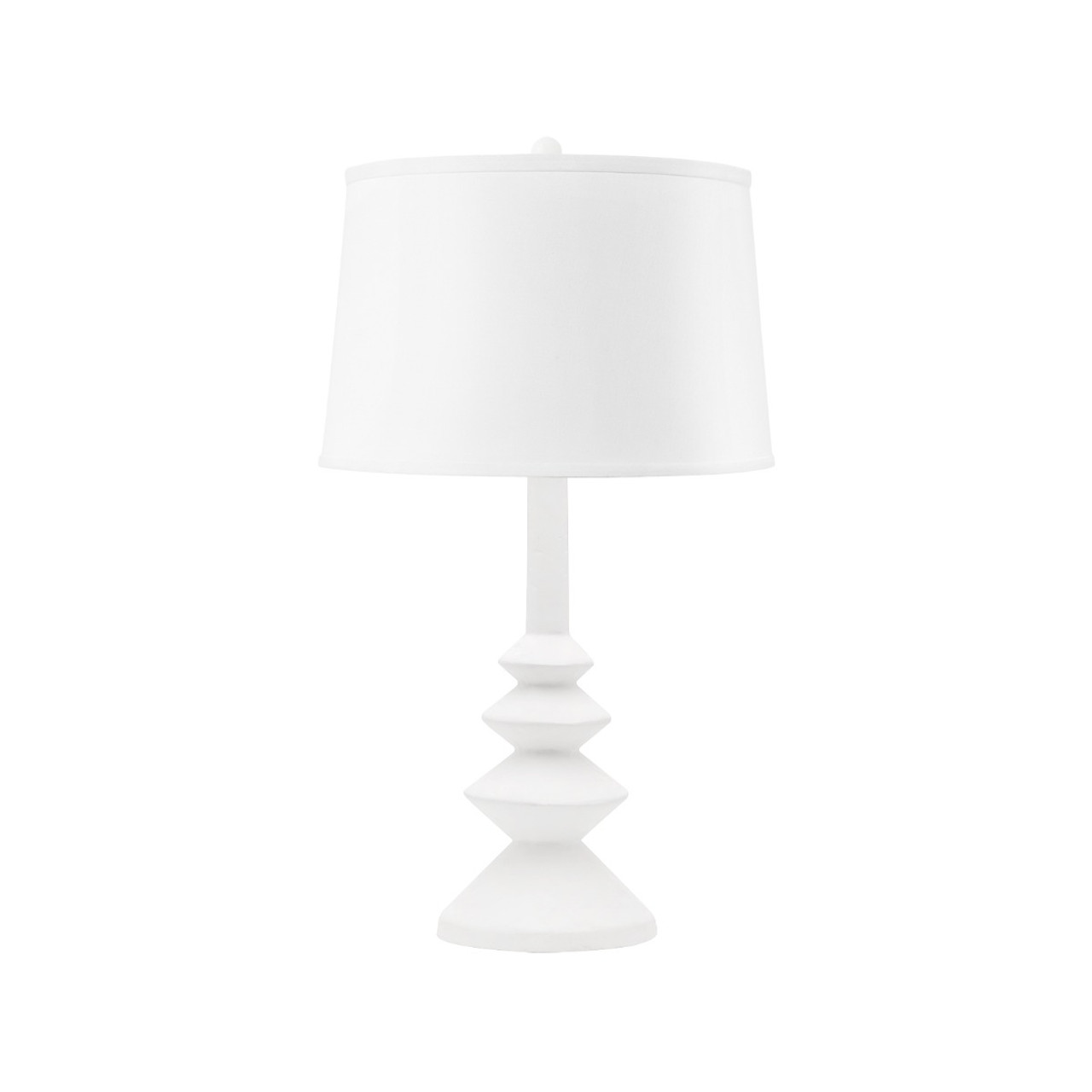 Ernst Lamp with Shade 14-inch White Linen, with Nickel, Plaster White