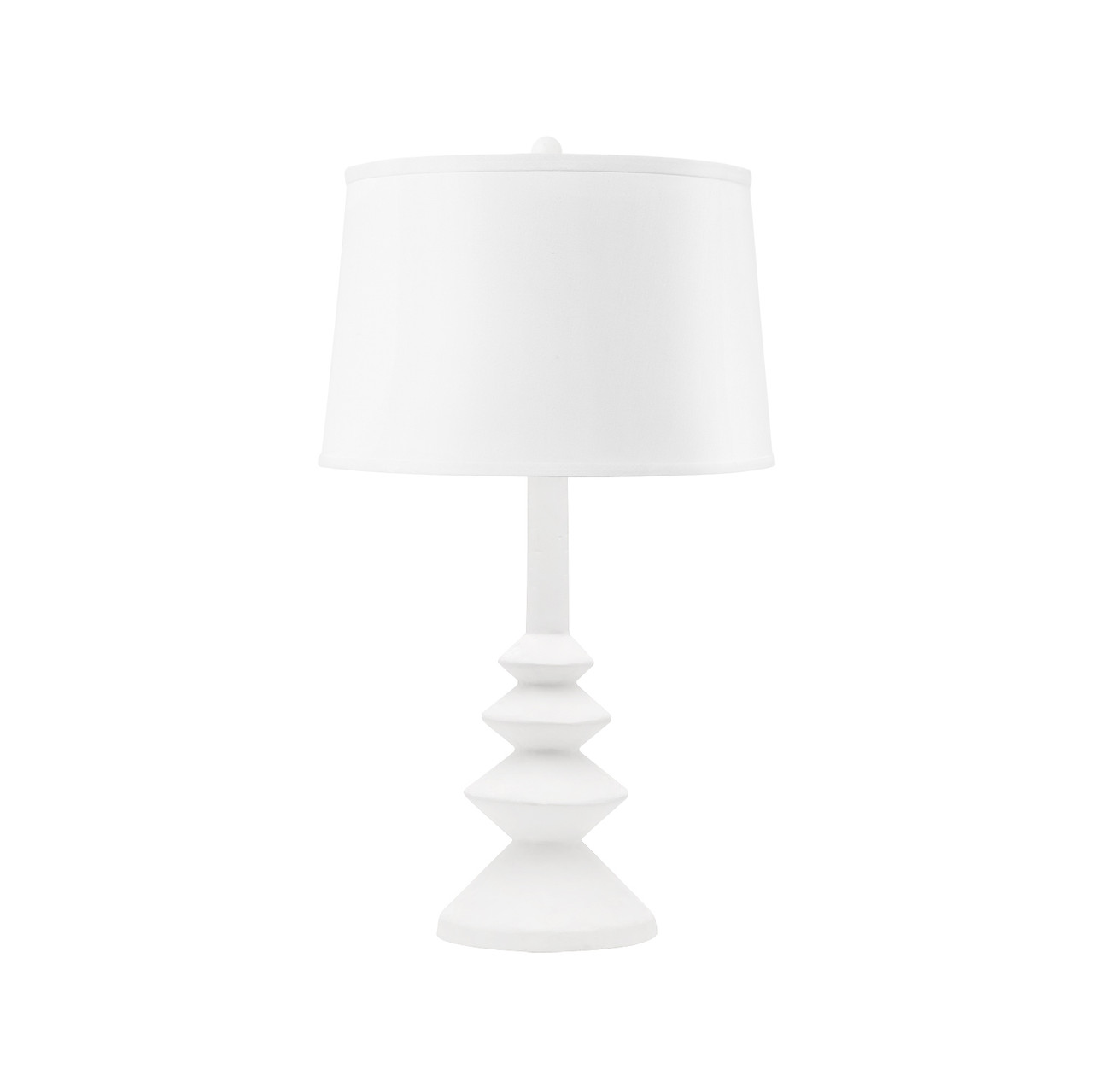 Ernst Lamp with Shade 14-inch White Linen, with Nickel, Plaster White