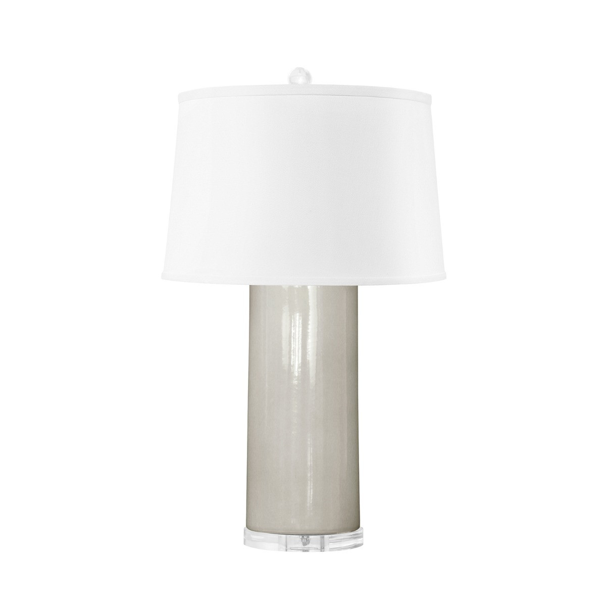Formosa Lamp with Shade 17-inch White Linen, with Nickel, Dove Gray