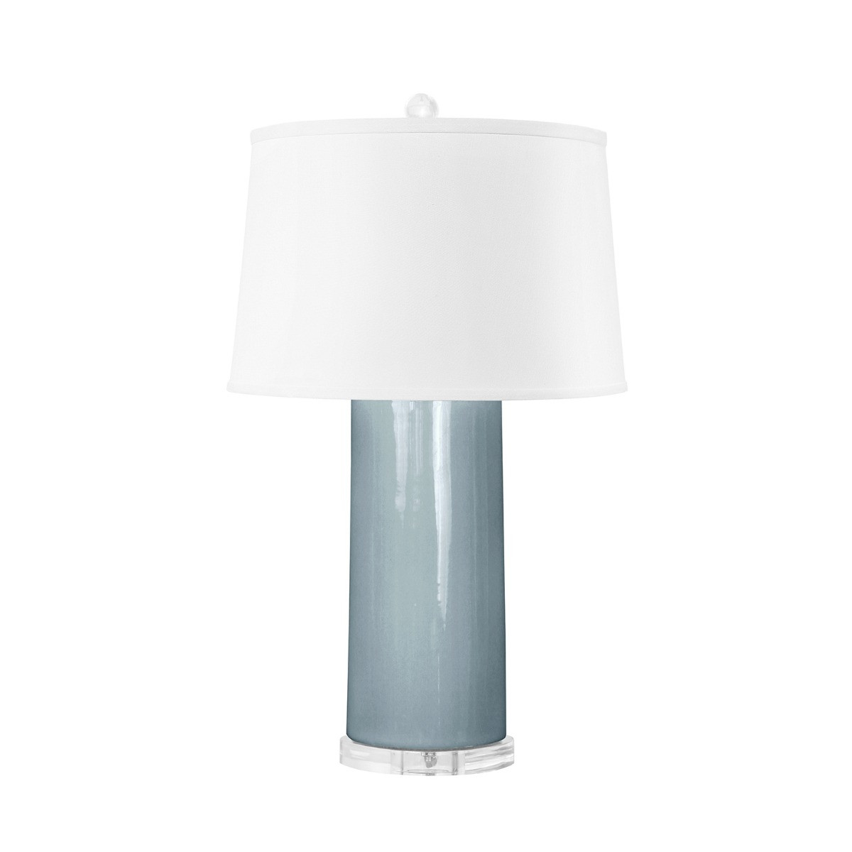 Formosa Lamp with Shade 17-inch White Linen, with Nickel, Smoke Blue