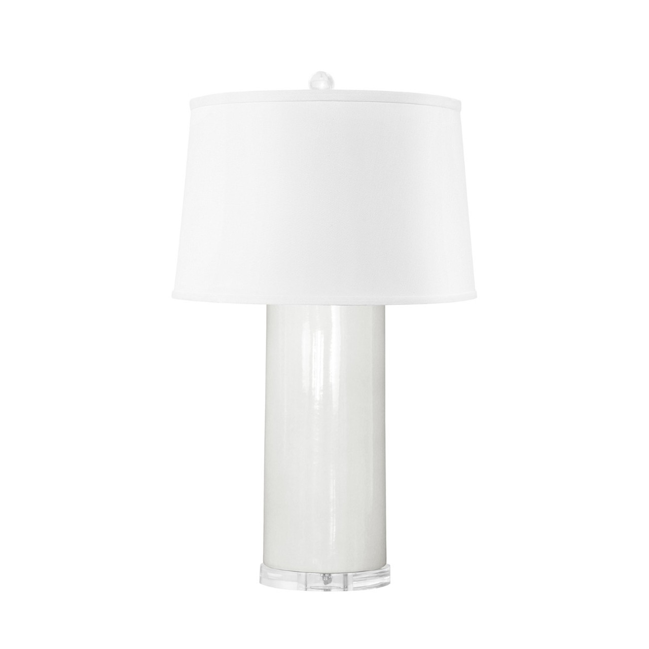 Formosa Lamp with Shade 17-inch White Linen, with Nickel, White Cloud