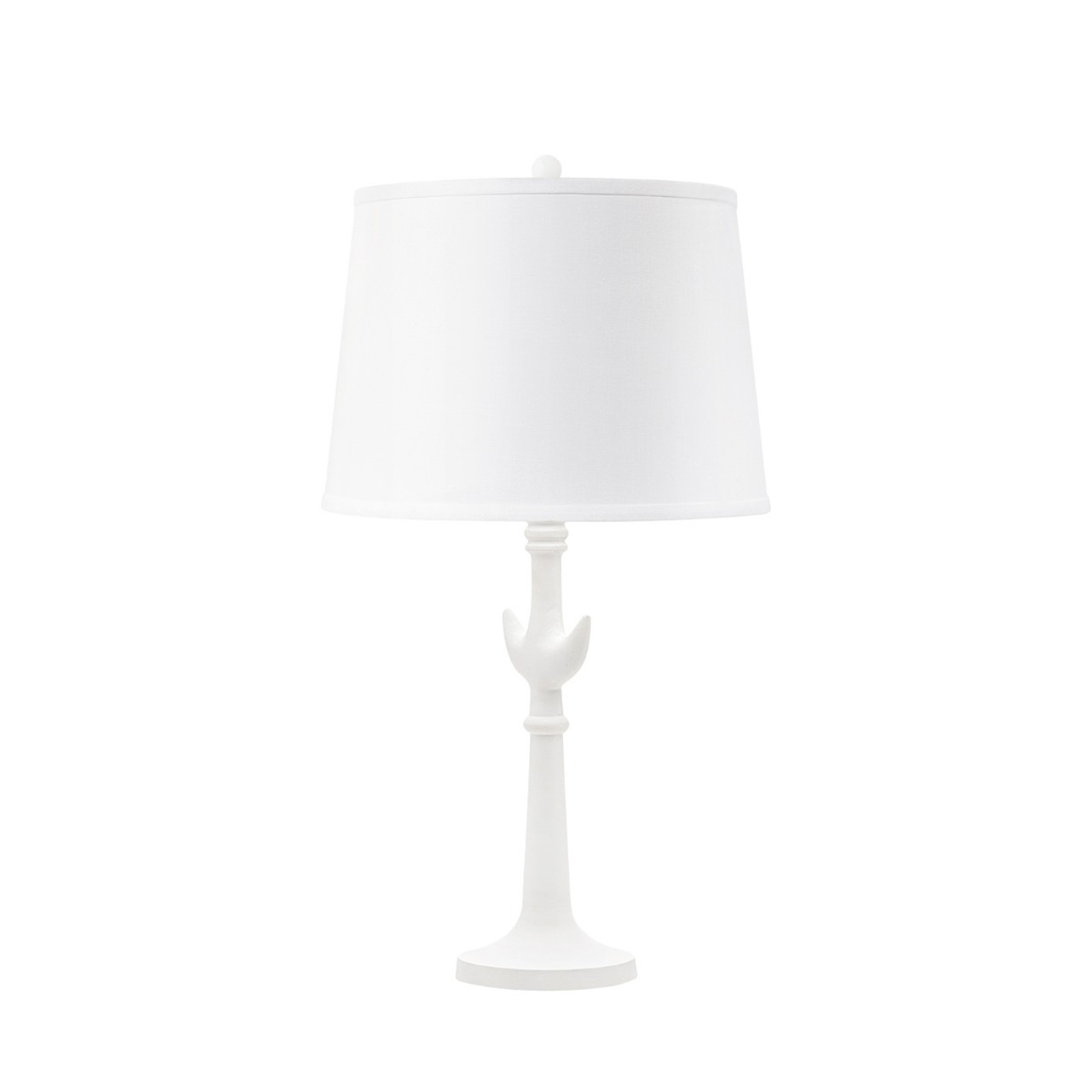 Luna Lamp with Shade 14-inch White Linen, with Nickel, Plaster White