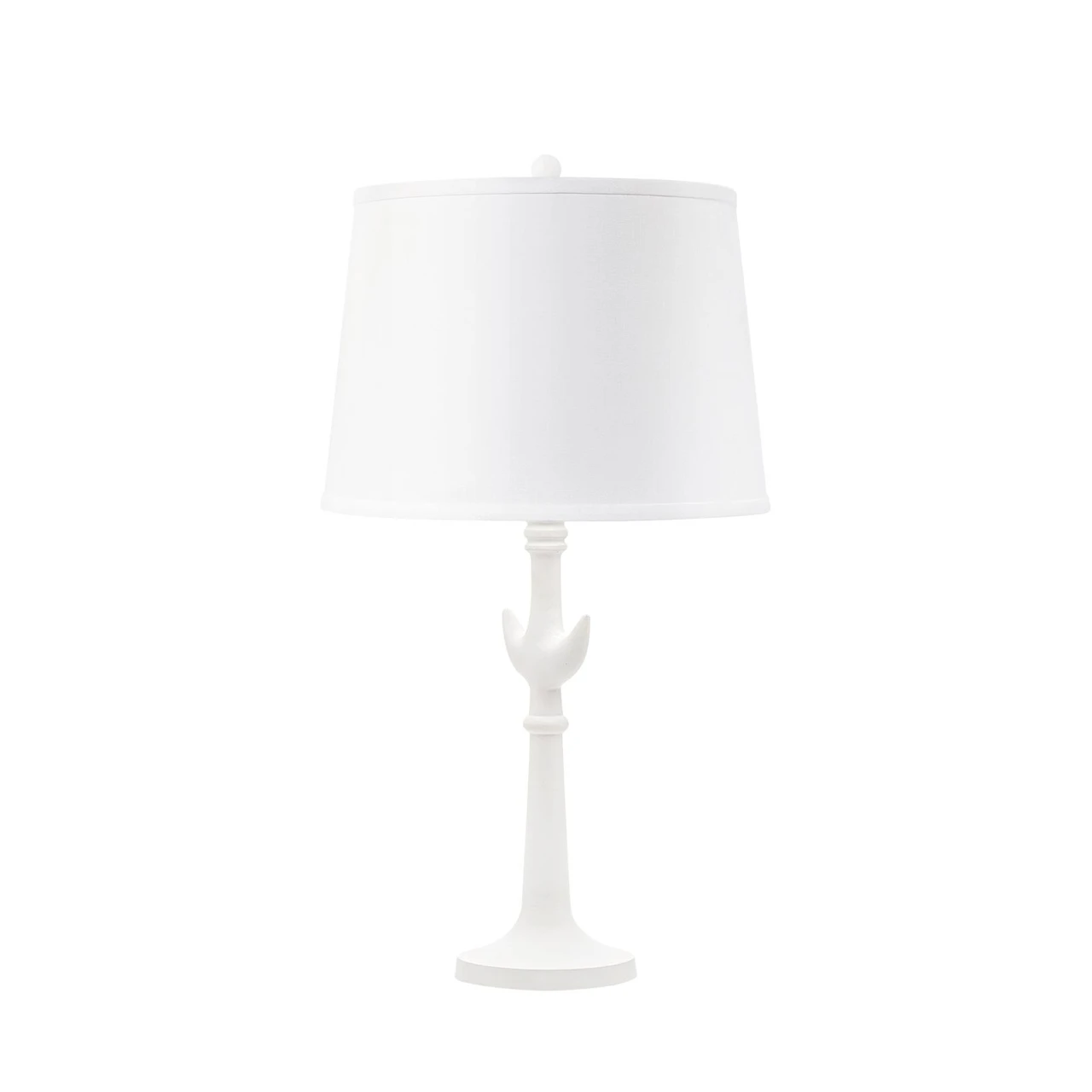 Luna Lamp with Shade 14-inch White Linen, with Nickel, Plaster White
