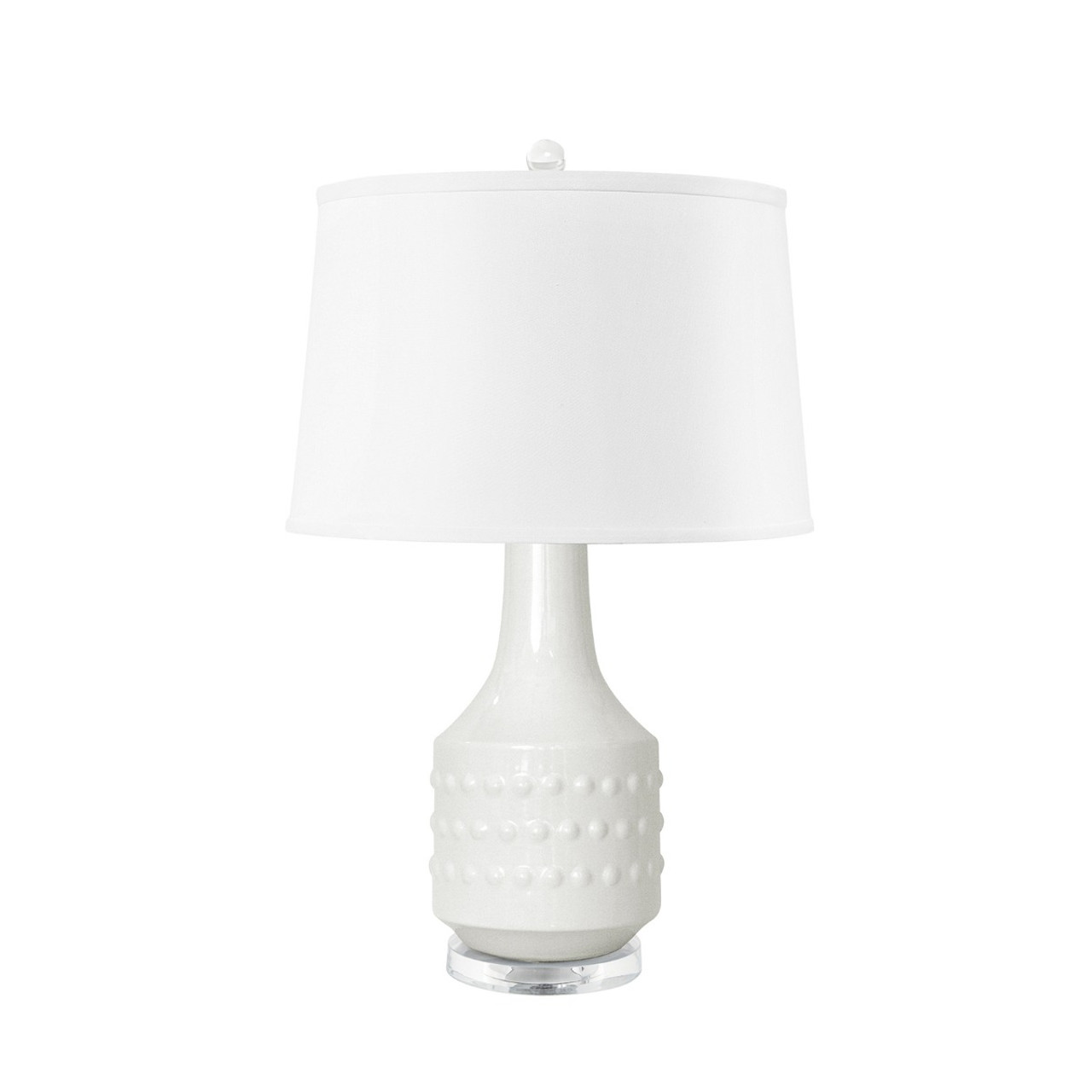 Mariah Lamp with Shade 17-inch White Linen, with Nickel, White Cloud