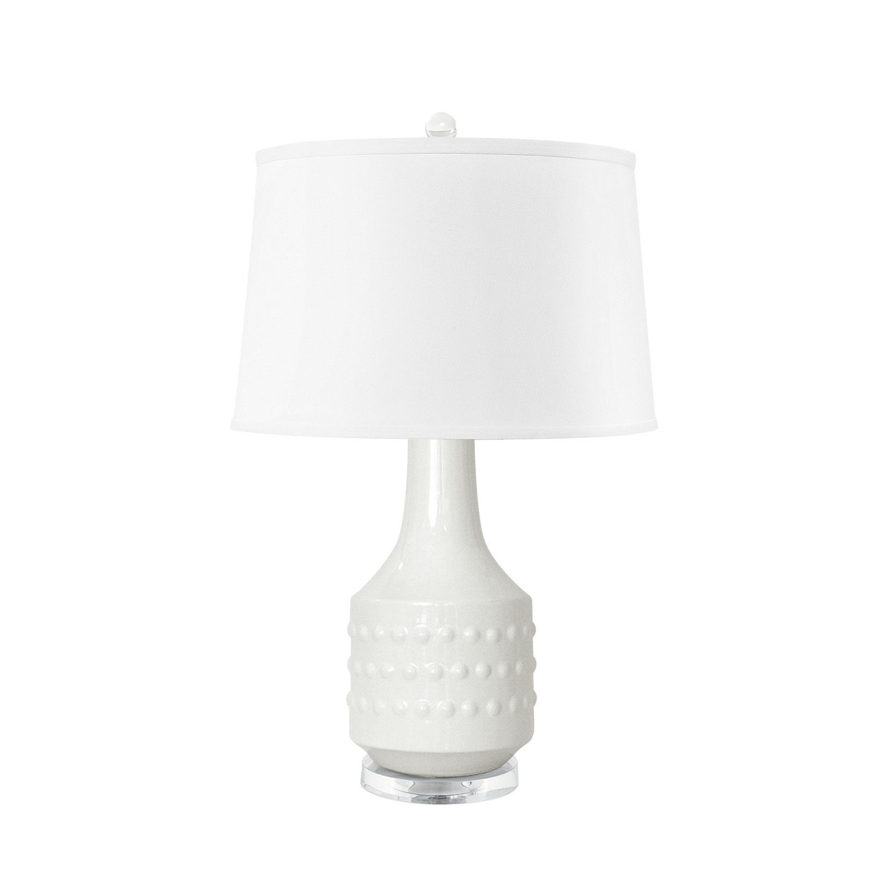 Mariah Lamp with Shade 17-inch White Linen, with Nickel, White Cloud