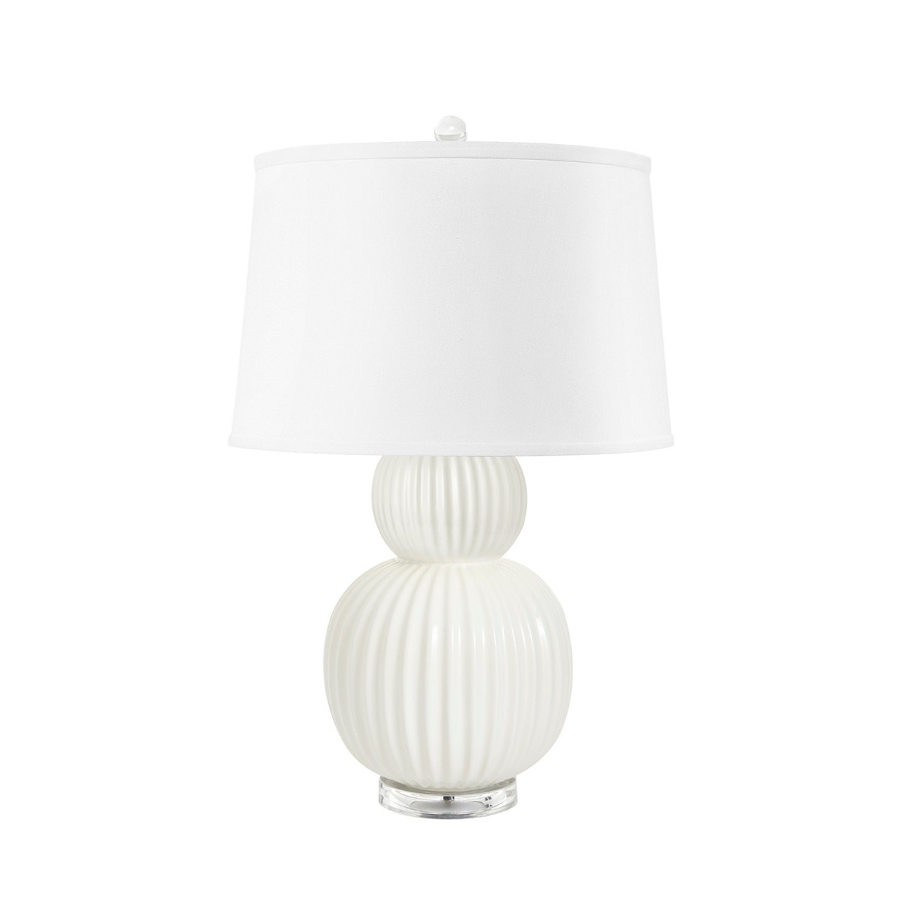Meridian Lamp with Shade 17-inch White Linen, with Nickel, White Cloud
