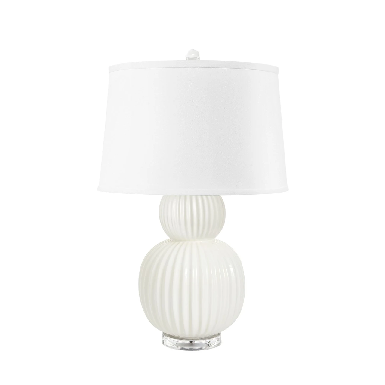 Meridian Lamp with Shade 17-inch White Linen, with Nickel, White Cloud